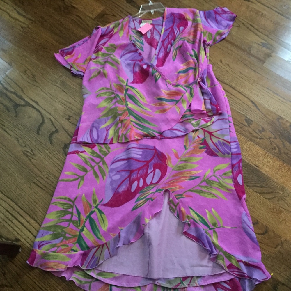 Midnight Velvet Pink Purple Floral Skirt And Top